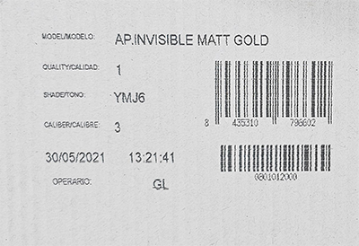 Label for a porcelain tile batch